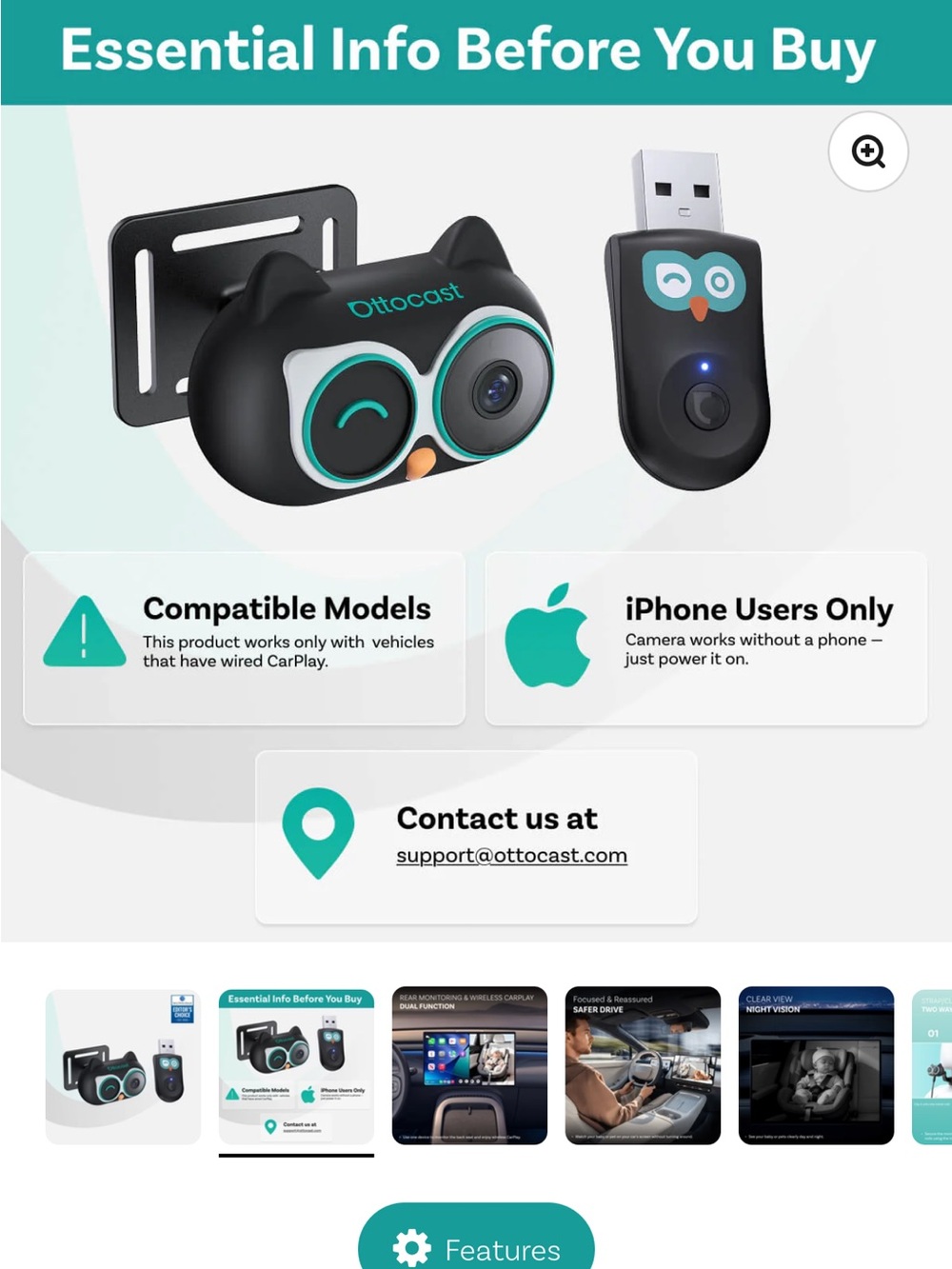 Ottocast Car Baby Camera